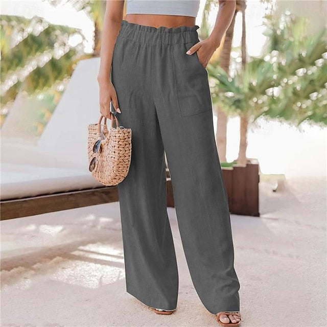 Women's Wide Leg Pants Trousers Casual Daily Long Plain