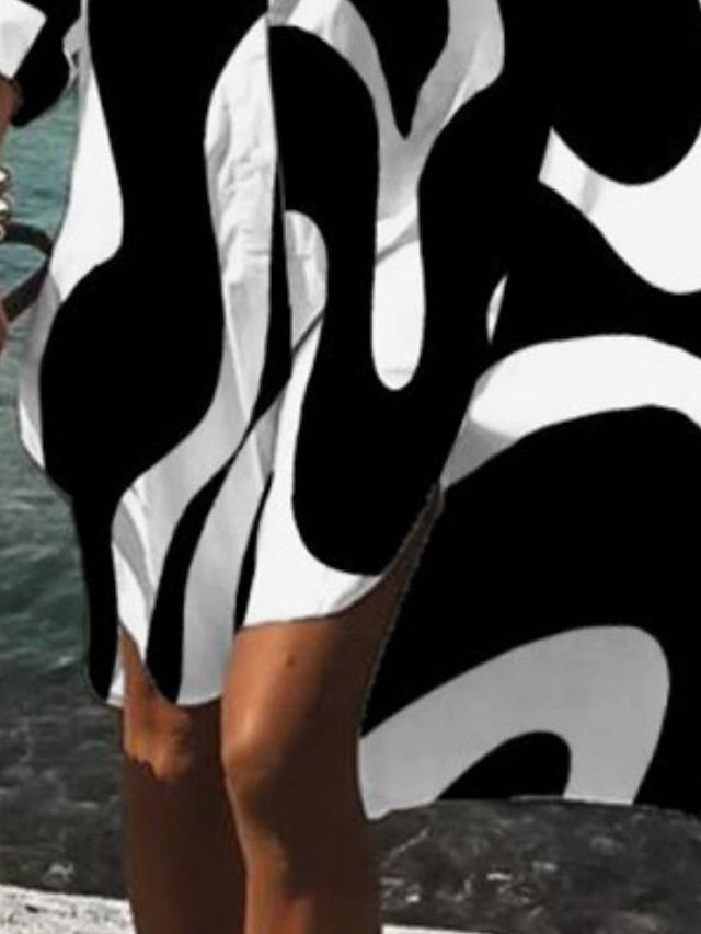 Women's Shirt Dress Casual Dress Shift Dress Color Block