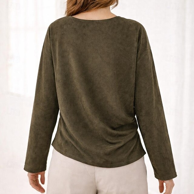 Women's T Shirt Suede Shirt Pleats Asymmetrical Solid Color