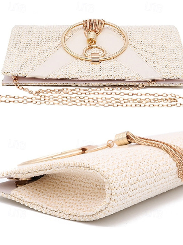 Woven Women's Purse with Elegant Handbag Clutch – Straw
