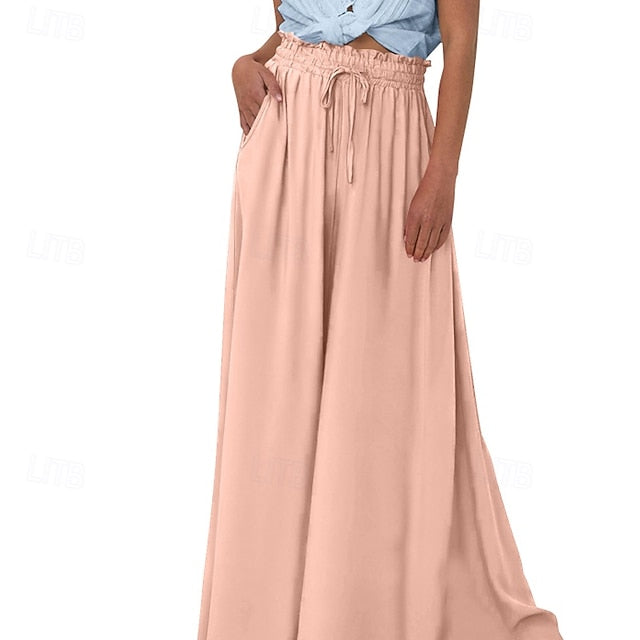 Women's Culottes Wide Leg Slacks Pants Trousers Streetwear
