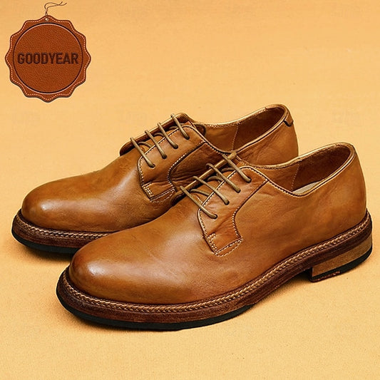 Clean Goodyear Derby with Shoes Leather and Welt Men's Tan
