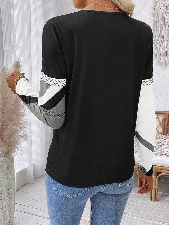 Women's T Shirt Zipper Print Graphic Geometric Fashion