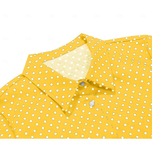 1950s Retro Vintage Crop Top Shirt Short Sleeves Polka Dot Fancy