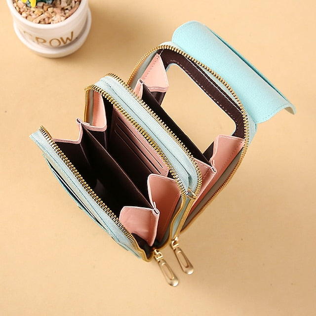 Sac à bandoulière pour téléphone portable, portefeuille pour femme, porte-monnaie