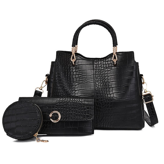 Tasche Leder Ausgehen Damen Set PU Geldbörse Büro Pcs 3
