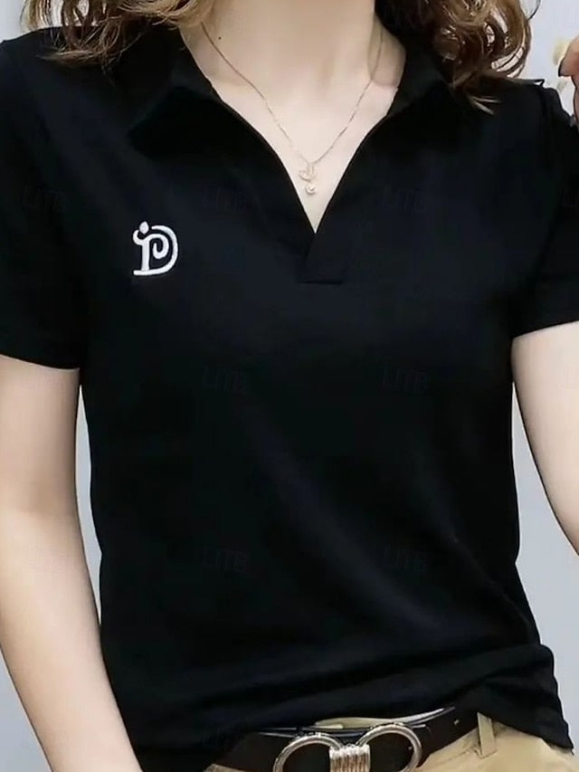 Women's Shirt Solid Color Stylish Basic Casual Short Sleeve