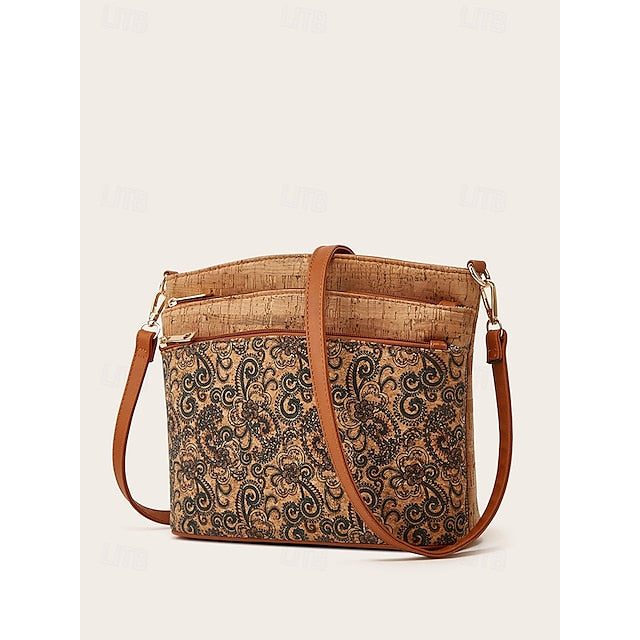 Sac bandoulière bohème vintage à motifs géométriques - Sac léger