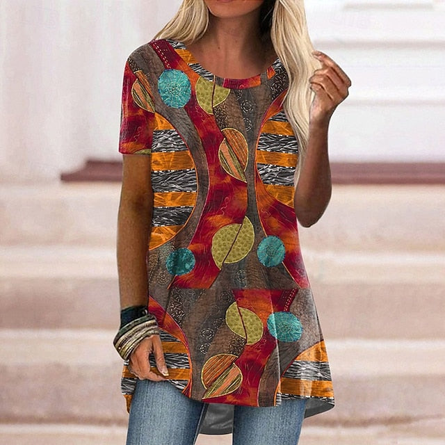 Women's Boho Shirt T Shirt Tee Top Graphic Abstract Vintage