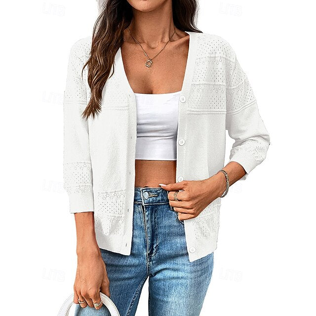 Women's Knit Cardigan Long Sleeve Top Athleisure Fall /