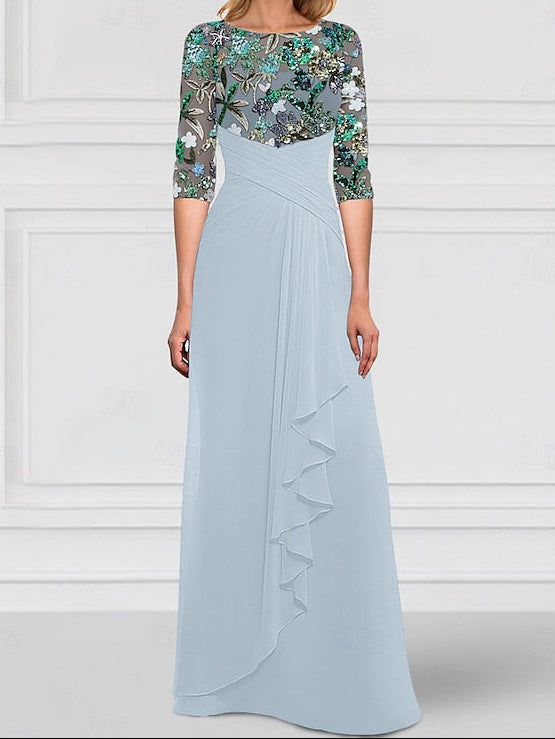 Mother Dress SkyBeaded Gown of Sparkle Bride the A-Line