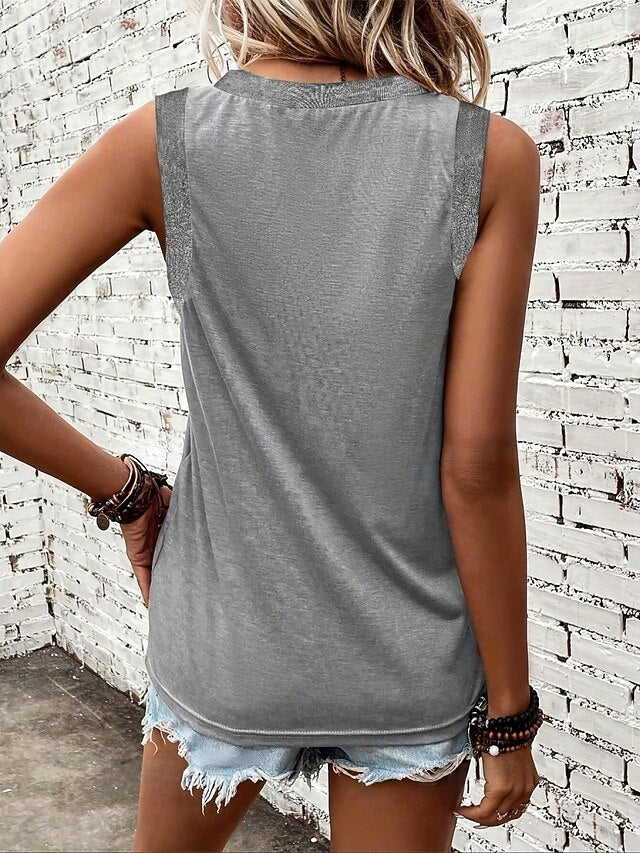 Women's Tank Top Sleeveless Shirt Tee Top Solid Color