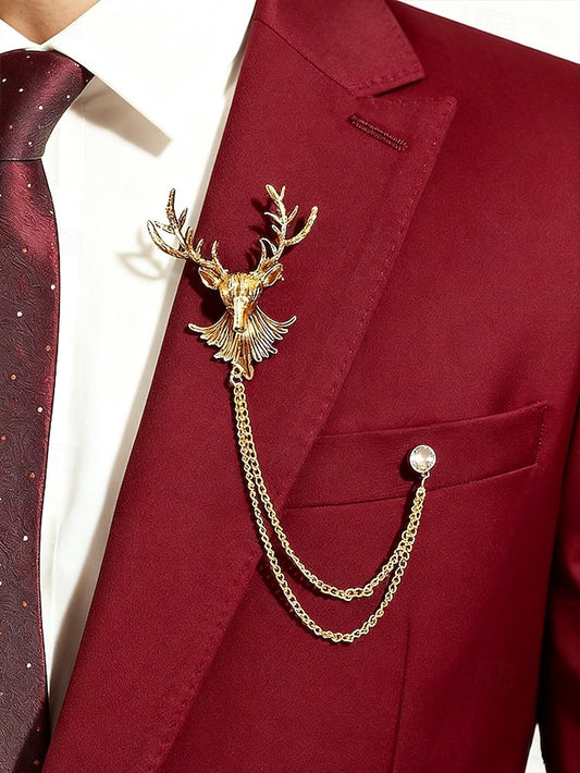 Christmas Lapel Pin with Men's Brooch Deer
