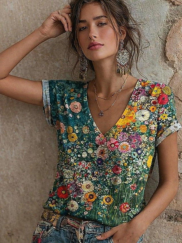Women's T Shirt Floral Graphic Vintage Stylish Classic