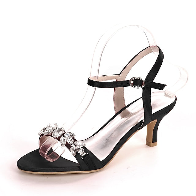 Silver Sandals Women's Heeled – Elegant Rhinestone