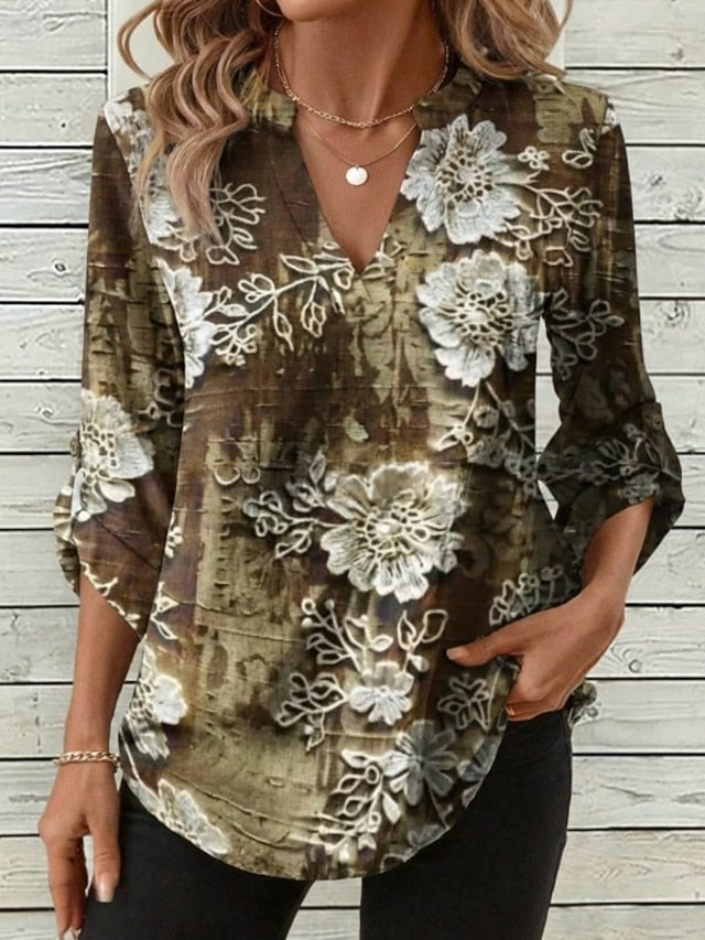 Women's Shirt Blouse Print Floral Graphic Bohemia Stylish