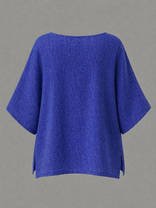 Women's 100% Cotton Shirt Blouse  Solid Color Basic Casual