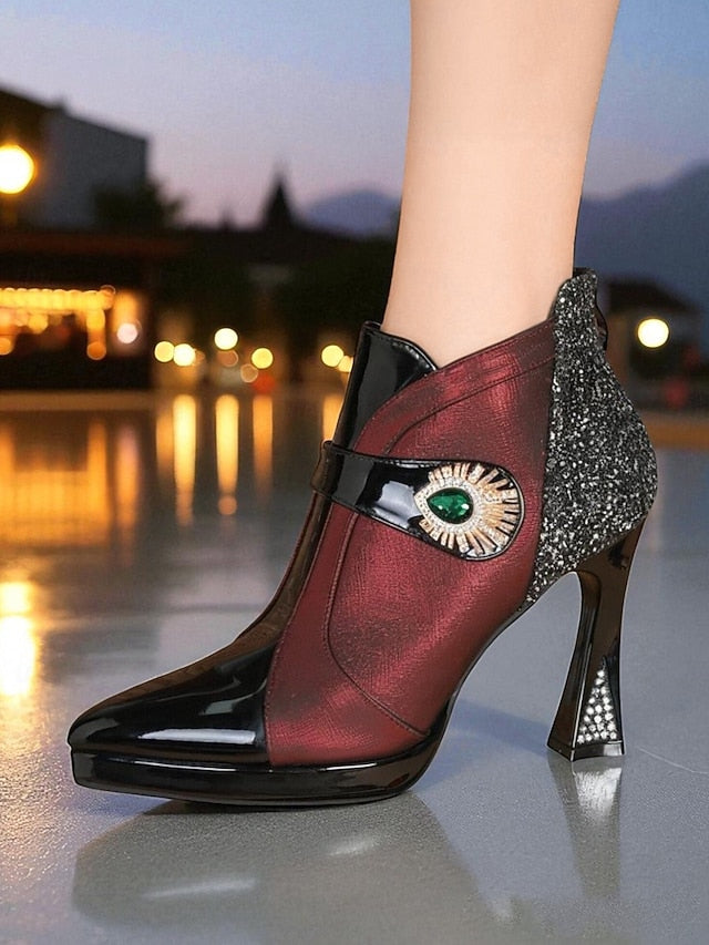 High Heel Boots Ankle Women's Glitter