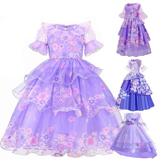 Princess Encanto Isabela Flower Madrigal Dress Girl Fairytale