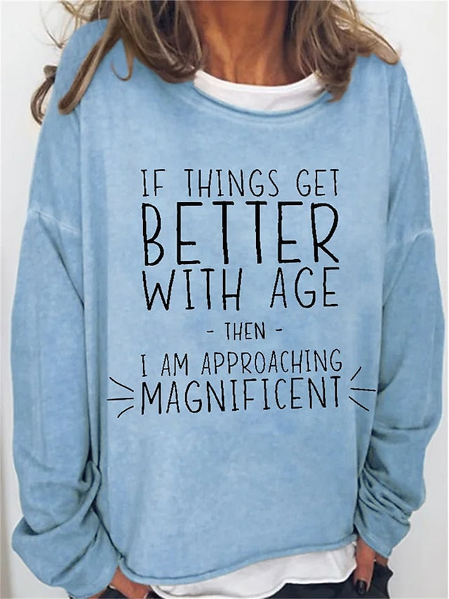 Women's Oversized Sweatshirt Pullover Cotton Blend Letter