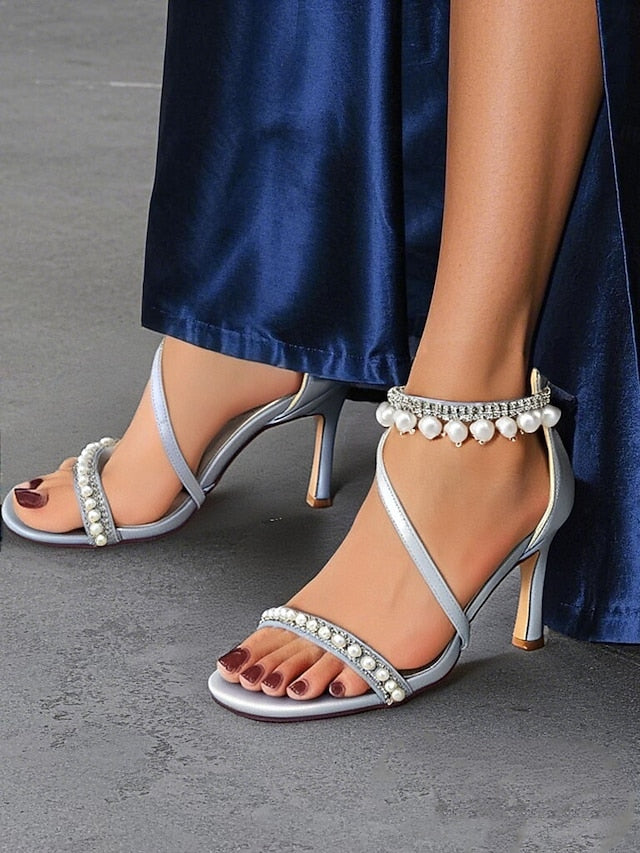 Heels – Party Chic Pointed-Toe Pink Ankle Strap Satin