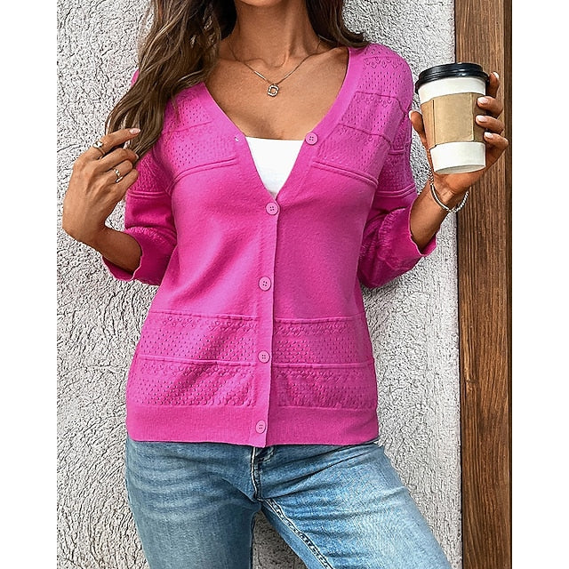 Women's Knit Cardigan Long Sleeve Top Athleisure Fall /