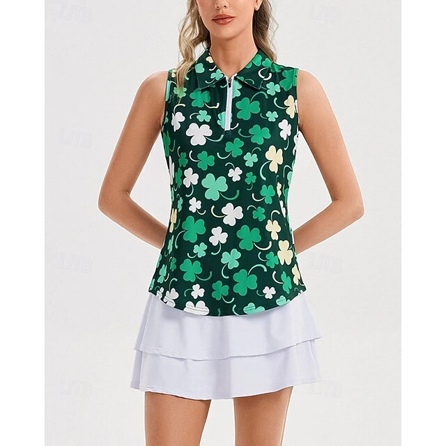 Women's Clover Tennis Shirt Sleeveless Print UPF50+ Quick