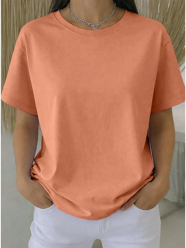 Women's Plus Size T Shirt Tee 100% Cotton Solid Color