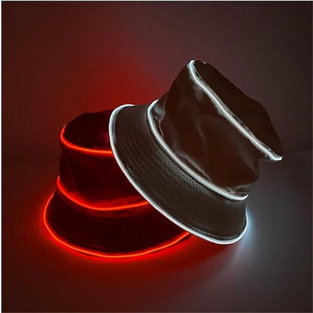 LED Luminous Fisherman Hat Men and Women Solid Color Flat Top