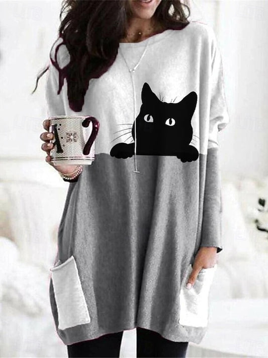 Women's T Shirt Pocket Print Graphic Animal Vintage Fashion