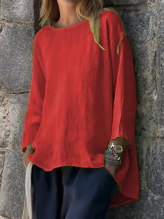 Women's Blouse Asymmetric Hem Solid Color Active Casual