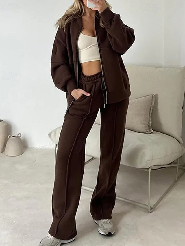 Women's Tracksuit Pants Sets Bolero Top Long Sleeve Stand