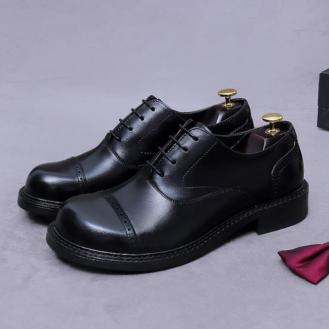 Men's Toe Genuine Leather Cap Oxford First Shoes-