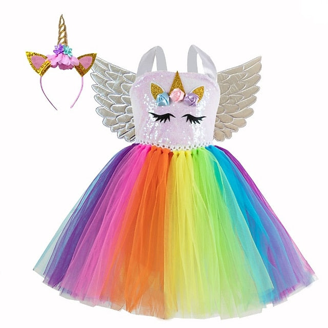 Unicorn Headband Movie Girls' Wings Cosplay Dress Dance