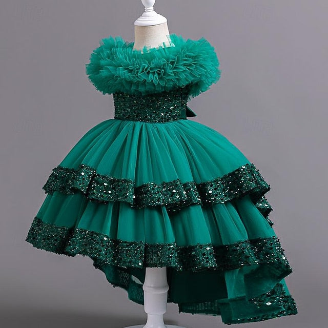 Kids Girls' Sleeveless Flower Party Sequin Girl Dress