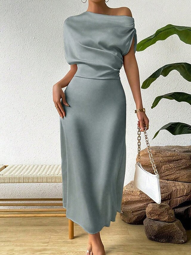 Women's Midi Dress Satin Dress Party Dress Cocktail Dress