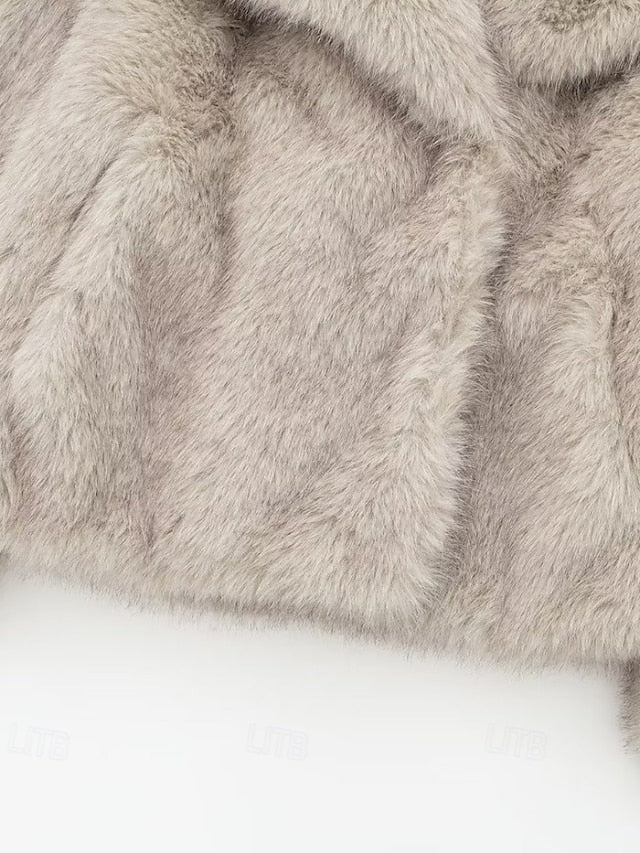 Warm Comfortable Furs Faux Buttons Fur Coat Women's