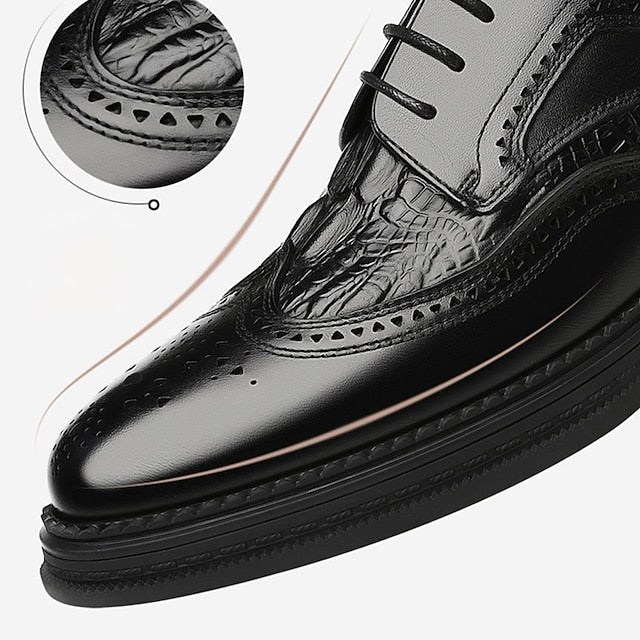 Oxford - Leather Brogue Men's Crocodile Shoes Brown