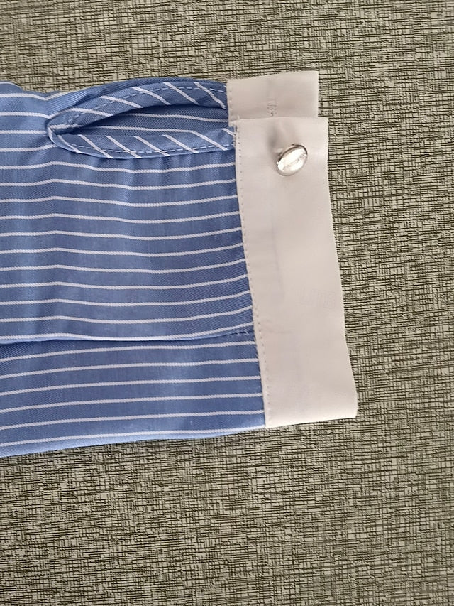 Women's Dress Shirt Blouse Buttons Print Striped Elegant