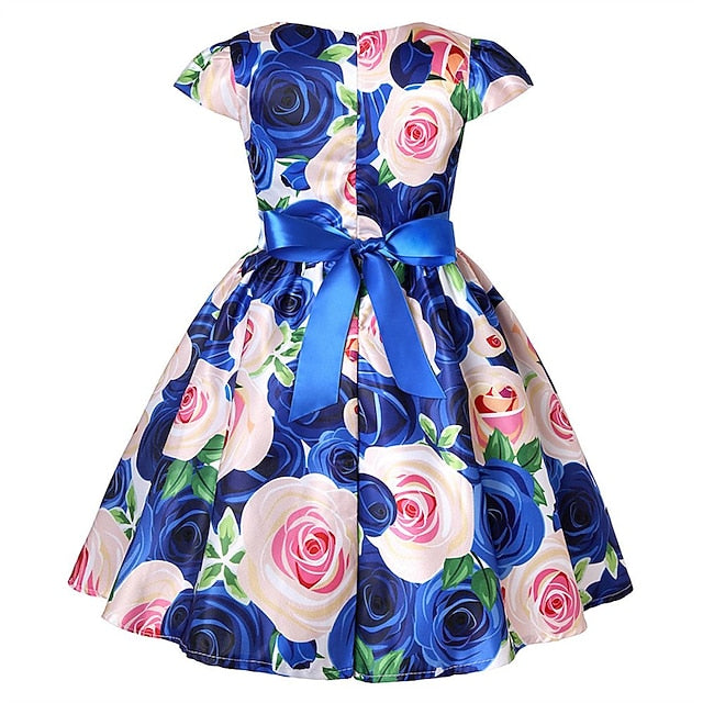 Short Flower Kids Floral Party Sleeve Dress Girls'