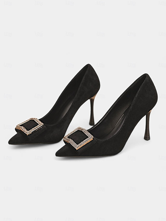 Elegant – Heels Toe Women's Pointed Champagne Buckle