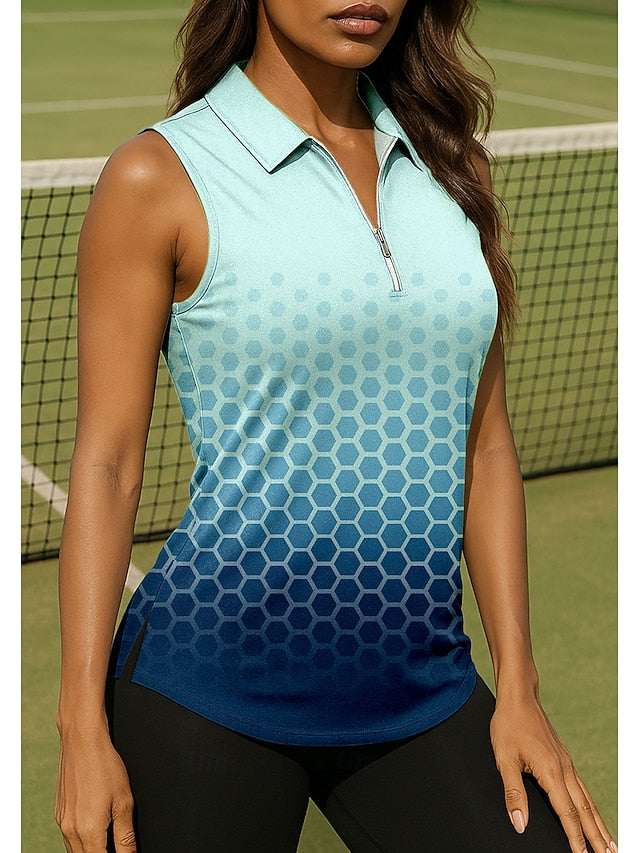 Women's Geometric Gradient Sport Shirt Golf Polo Shirt