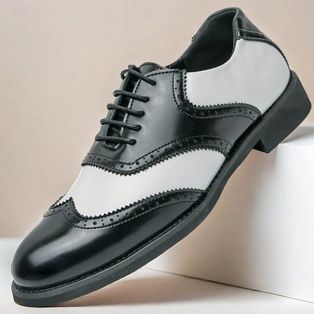 and Brogue in Wingtip Oxford White Two-Tone Men's Shoes