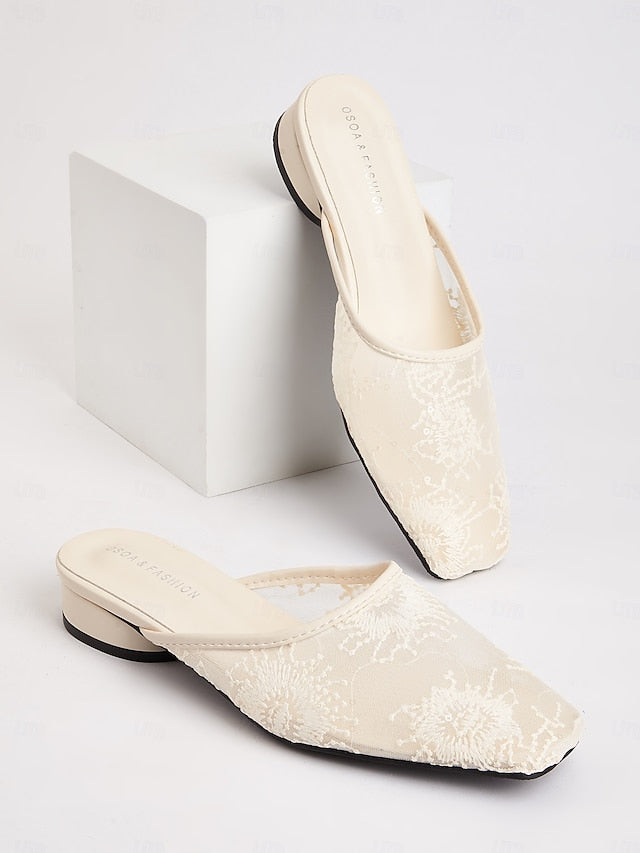 White Lace Mesh Sheer Flats Elegant – Ballet Women's
