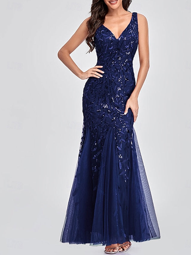 of Party Floor Elegant Mother Bride the Neck V Dress