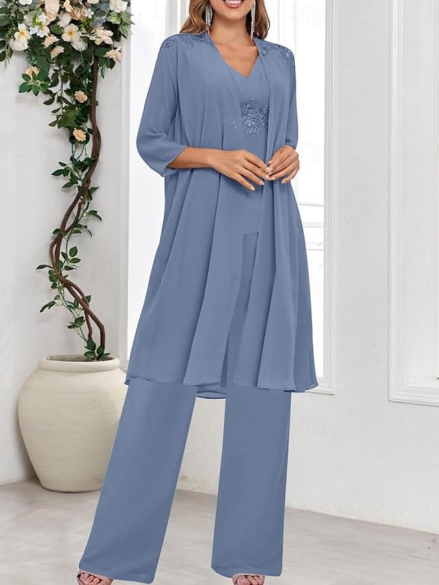 3 Mother Simple Piece Dress Bride of V Guest the Wedding Elegant