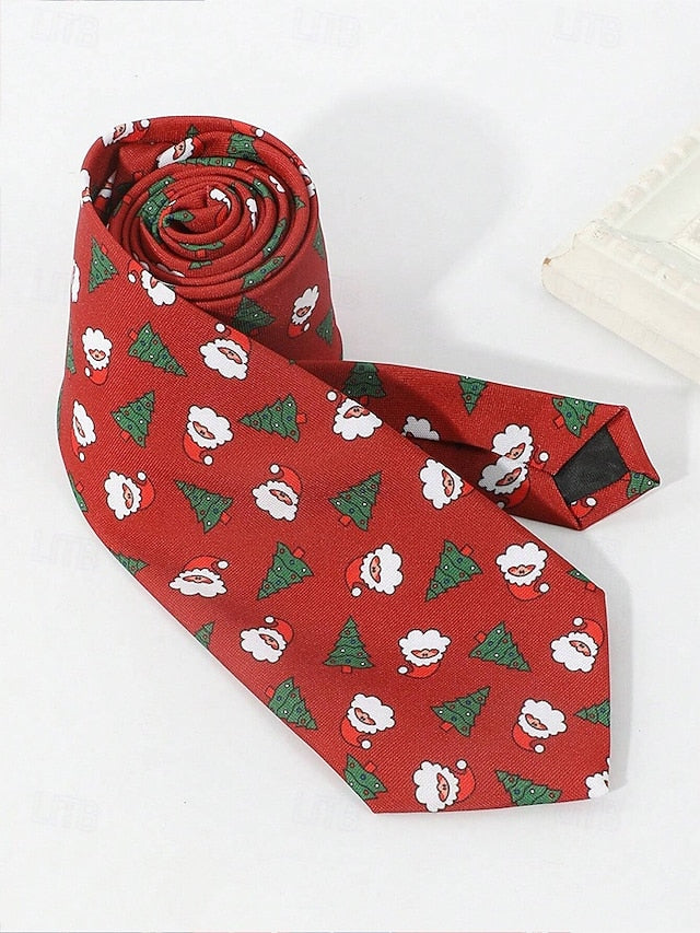 Polyester Tree Tie and Men's Silk – Fun Santa Christmas