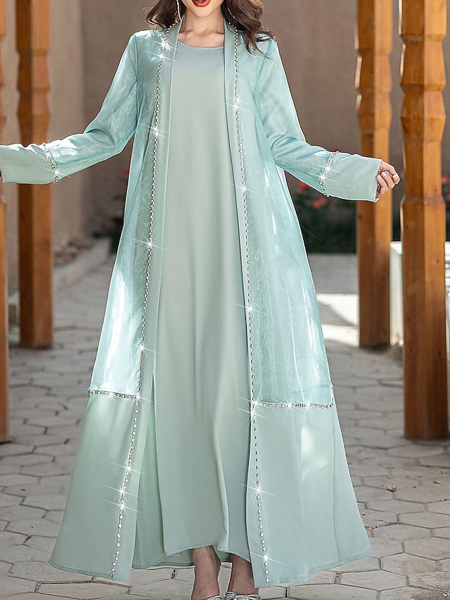 A-Line Mother of the Bride Dress Elegant Vintage Crew Neck Floor