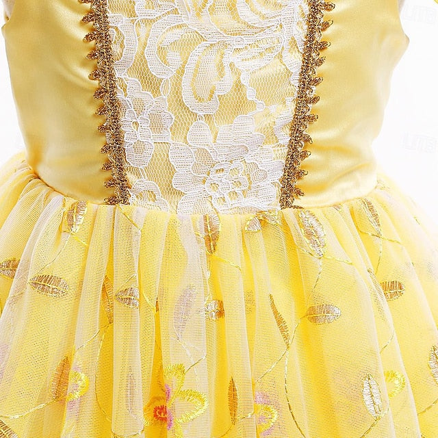 and Princess Dress the Flower Belle Cute Beast Beauty Girl