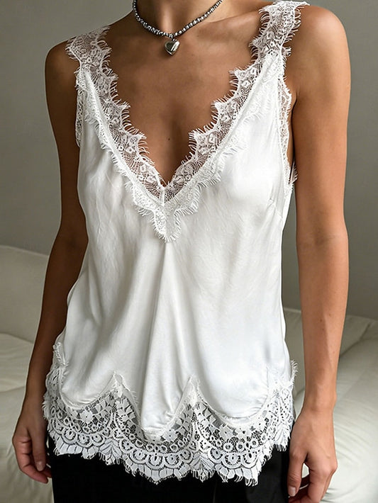 Women's Summer Tops Blouse Lace Tops Ruched Lace Patchwork